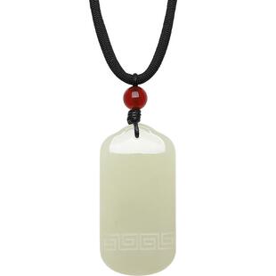 周六福和田玉吊坠男女青玉玉石挂件祥纹无事牌玉坠新年礼物