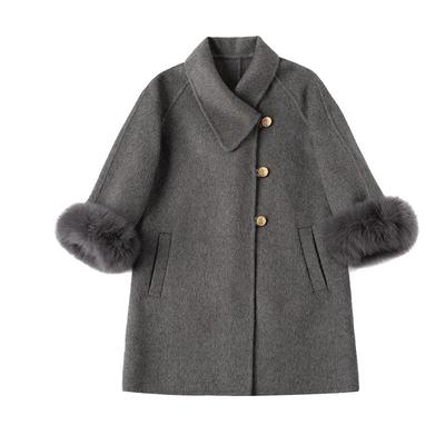 OPCP双面羊毛大衣狐狸毛毛袖