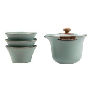 东道汝窑陶瓷功夫茶具套装家用会客防烫实用晨香侧杯小茶组礼盒