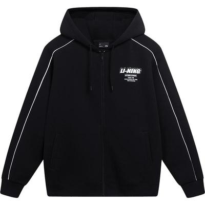 李宁宽松男女同款开衫连帽卫衣