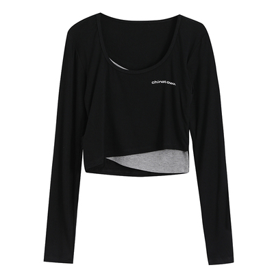 假两件上衣短款小心机打底衫t恤