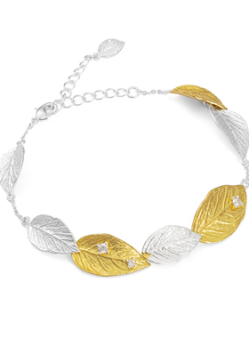 【新品上市】OOAK活山系列月桂叶双色可调节长度手链时尚气质