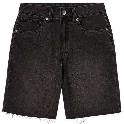 Vans范斯官方 女子纯棉梭织短裤黑色牛仔水洗运动休闲裤