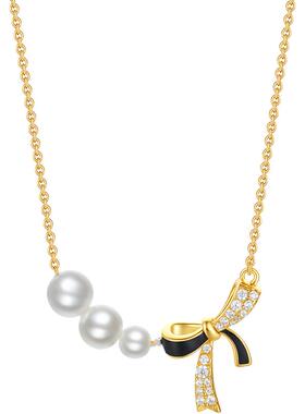 周六福S925银蝴蝶结项链女