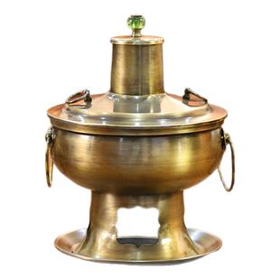 大同黄铜老式手工铜火锅炊锅什锦绛州火锅商用暖锅加厚木炭火锅锅