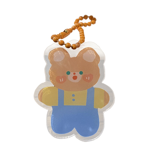 可爱卡通小熊钥匙扣ins日系学生情侣书包挂件创意防丢钥匙链挂绳