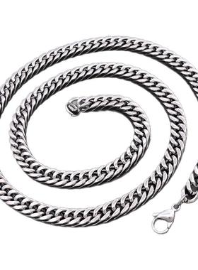 简约仿真铂金蛇骨嘻哈马鞭项链