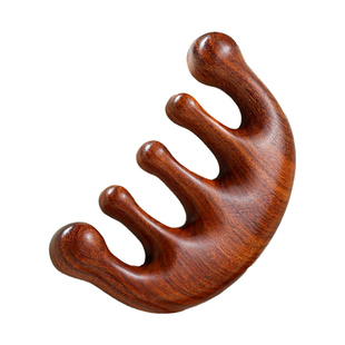 天然檀木按摩梳眼部面部头颈部梳防脱发经络穴位刮痧五齿按摩神器