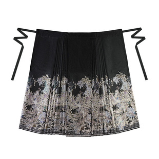 星河汉歌凤信紫黑色马面裙女套装一字肩上衣新中式冬明制汉服日常