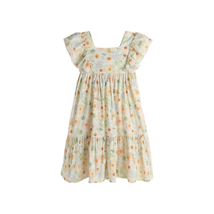 布丁哈鲁夏装女童洋气长裙2026夏季新款儿童韩系碎花连衣裙