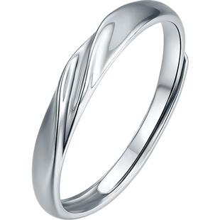 周六福铂金戒指女款pt950素圈白金活口指环官方旗舰店新年礼物