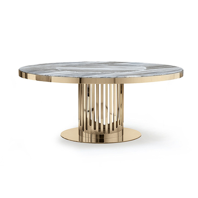 ZYCY轻奢不锈钢圆形大理石餐桌