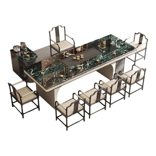 意式轻奢超晶石茶桌椅组合2025年新款办公室会客一体高端岩板茶台