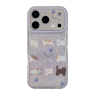 ins少女心紫色可爱猫咪适用苹果17手机壳iPhone17promax新款16防摔保护套15硅胶14全包13小众高级感网红女软p