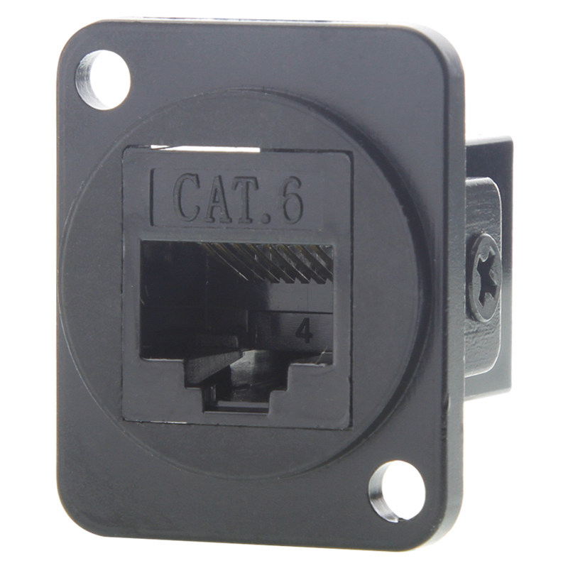 DK-RJ45-5B-B 千/万兆超六类6A网络双通机柜面板D型座模块母对母