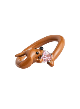 FWISH飞未夕抱心腊肠犬戒指