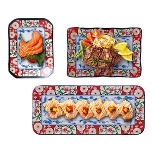 密胺仿瓷盘子日式商用寿司小碟子长方形菜盘餐盘高级烤肉塑料餐具