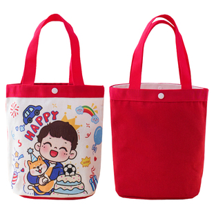 儿童伴手礼帆布包小学生卡通手提袋谢谢你陪我过生日礼品袋幼儿园