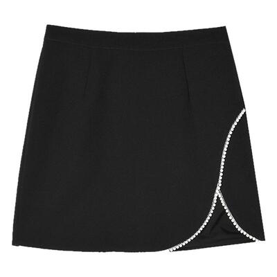 钉珠中裙A字遮胯宽半身裙