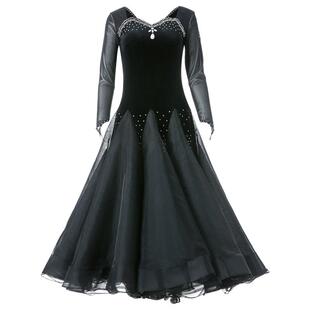 朵俏摩登舞服新款连衣裙华尔兹演出服交谊舞练功服国标舞大摆裙子