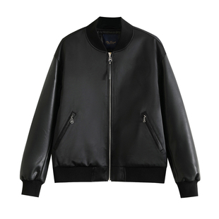 PLUS CRASH2025冬季老钱风拼接Pu飞行服棒球羽绒服保暖夹克外套
