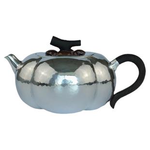 纯银时代 柿柿如意泡茶壶手工999纯银银壶大小号防烫180ml礼盒