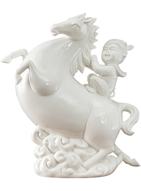 马上有钱陶瓷摆件生肖马工艺品