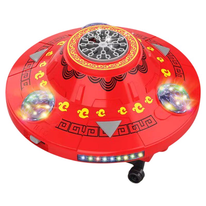 飞碟旋转发光音乐泡泡机过年玩具