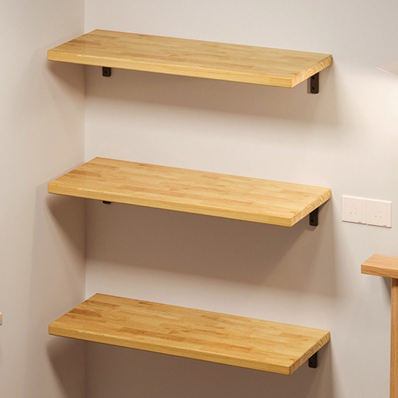 新品 墙上置物架松木实木板材一字隔板收纳书架层板墙面装饰壁挂