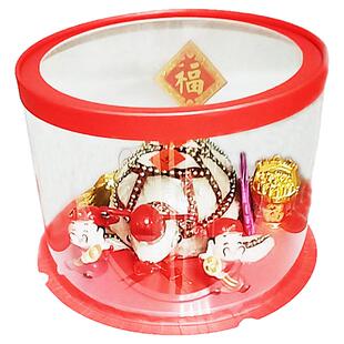 16寸14花馍馍花饽饽喜馍花样馒头祝寿桃中式红色生日蛋糕包装盒子