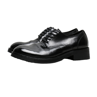 优100马皮德比鞋褶皱质感复古水洗低帮男士正装商务休闲皮鞋厚底