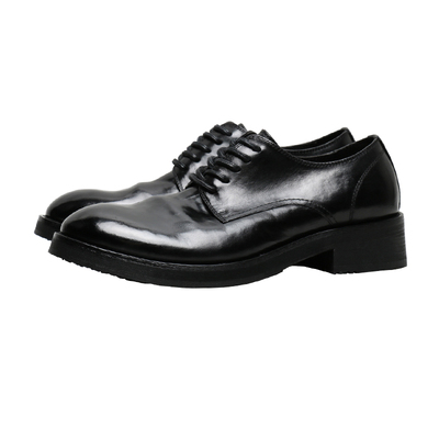 马皮厚底德比鞋复古水洗休闲皮鞋