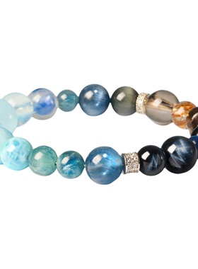 海蓝宝手串补水蓝色水晶手链