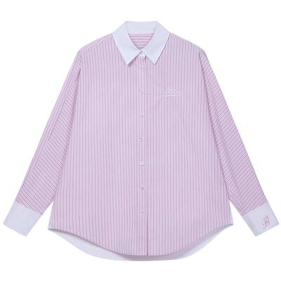 BLUE ERDOS26早春新品休闲百搭条纹撞色拼接衬衫女上衣B2265H067