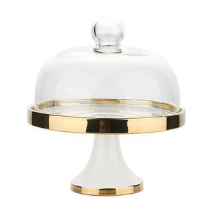 高脚点心摆台糕点面包水果玻璃罩试吃盘带盖蛋糕托盘甜品台展示架