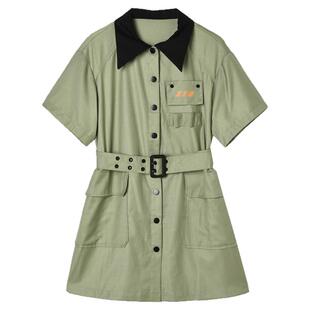 2025年夏Outlets正品 高端YM系列拼色宽松短袖Polo领工装裙连衣裙