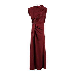 ONMOON 红色不规则扭结连衣裙圣诞礼服 黑色百分百桑蚕丝皮肤衣