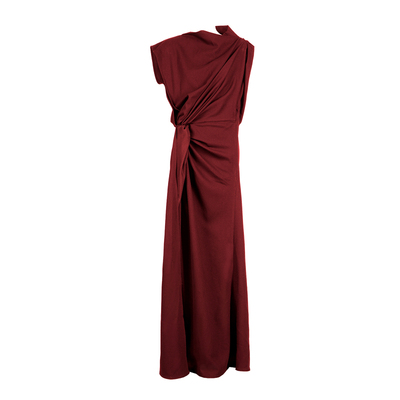 ONMOON 红色不规则扭结连衣裙圣诞礼服 黑色百分百桑蚕丝皮肤衣