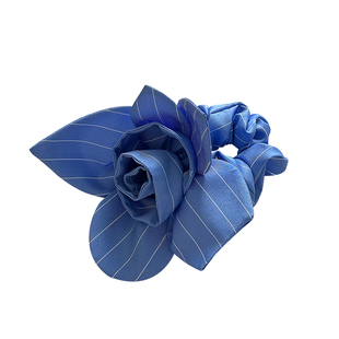 立体蔷薇~西装面料条纹头花大肠发圈女重工头绳皮筋扎头马尾发绳