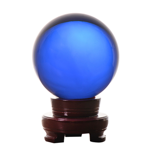 精品蓝色水晶玻璃球摆件透明圆球家居客厅饰品办公桌书桌玄关摆件