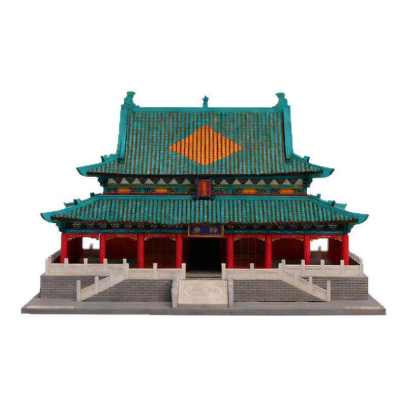 栋方武财神关公关帝庙榫卯积木中国古建筑模型财神庙拼装玩具礼物
