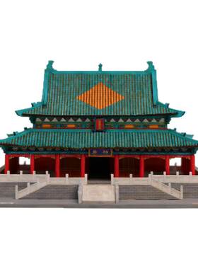 武财神关公关帝庙榫卯积木模型