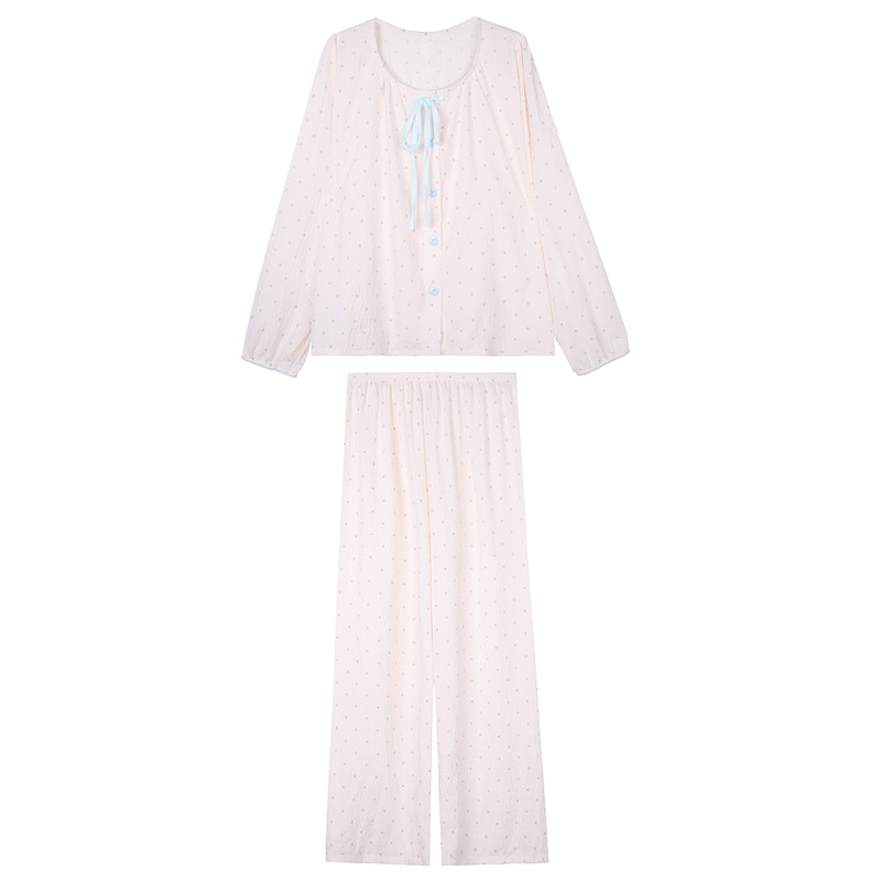 馨帮帮Homedress 少女风波点睡衣女秋季可外穿舒适宽松家居服套装