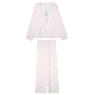 馨帮帮Homedress 少女风波点睡衣女秋季可外穿舒适宽松家居服套装