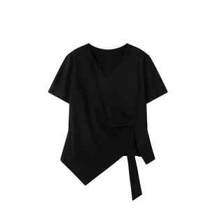 时然大码微胖MM2026年夏新款韩系简约百搭实穿洋气显瘦短袖T恤