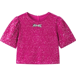 巴拉巴拉女童衬衫丝绒亮片衬衣春秋装新款童装儿童公主短款上衣孩