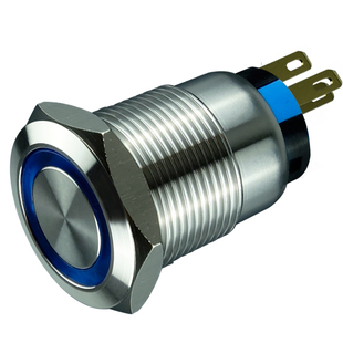 M19mm不锈钢金属按钮开关带灯自复自锁12V/24V 器械启动电源开关