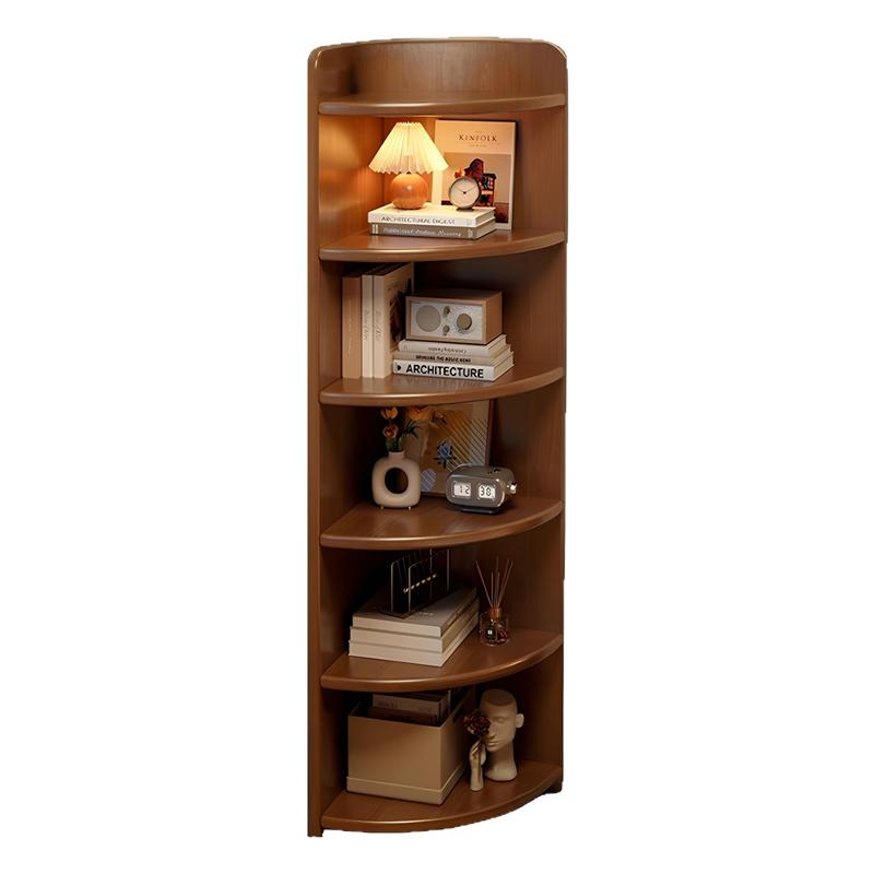 全实木角柜胡桃木色落地储物柜床头边柜收纳柜子三角扇形靠墙窄柜