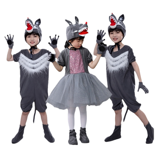 儿童小羊演出服狼和小羊舞蹈服幼儿山羊纱裙大灰狼表演出服