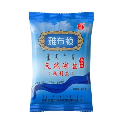 天然湖盐未加碘食盐400g*6袋家用无抗结剂盐精制湖盐